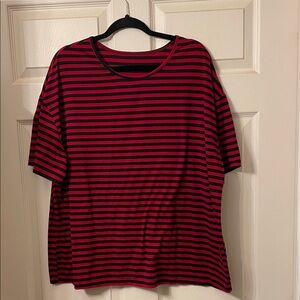 ROMWE Red and Black Striped Top